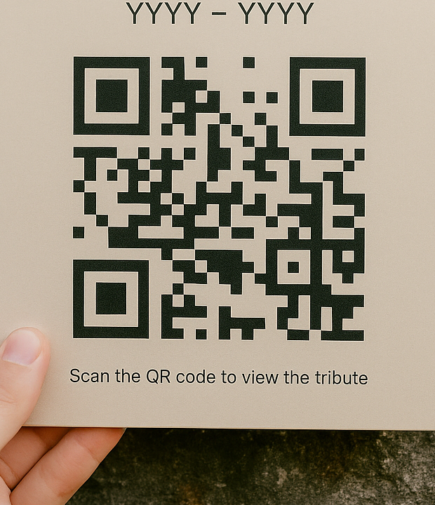 Tarjeta con código QR del homenaje